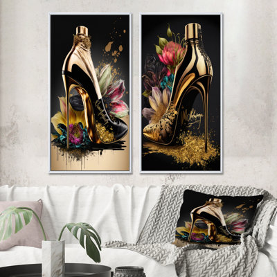 «Gold Champagne Heel III», 2 pièces sur toile