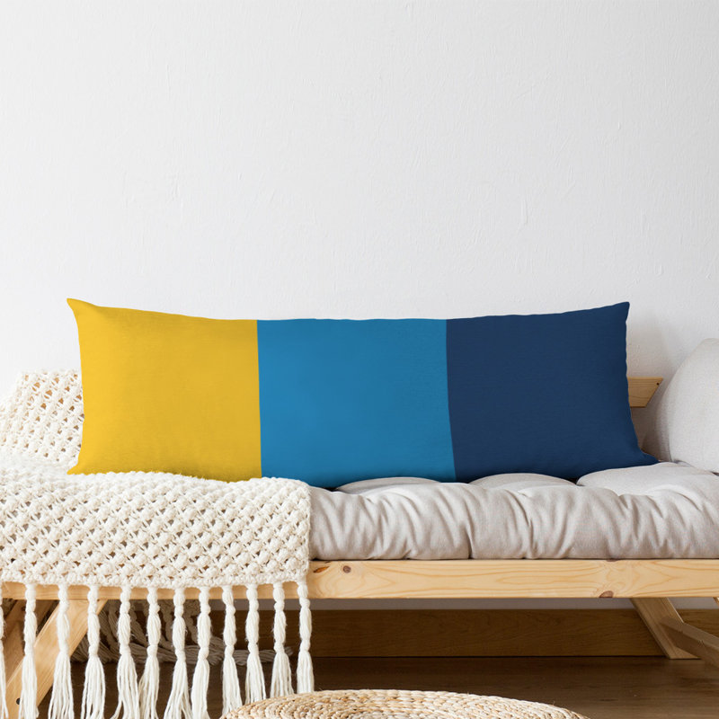 Polyester Medium Pillow, Yellow/Sky Blue/Navy, Adella Football