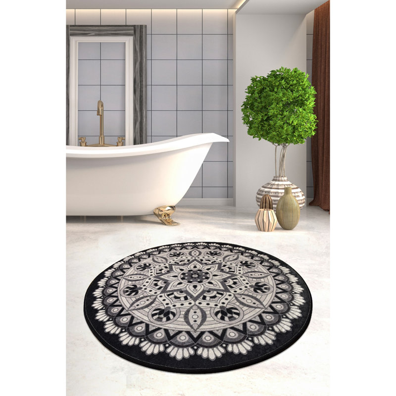 Premium Bathmat, 39.4-Inch Diameter, 100% Polyester, Antiallergic, Dust & Stain Repellent, Non-Slip Underside | Machine Washable at 86°F, 700 GSM | Soft & Durable for Bathroom Safety and Comfort