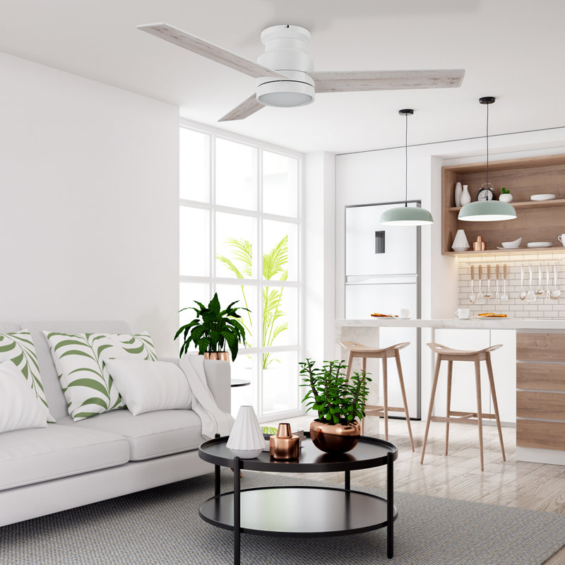 Ventilateur de plafond 52 po avec contrôle mural et trousse d'éclairage inclus, équipé d'un moteur stable et silencieux