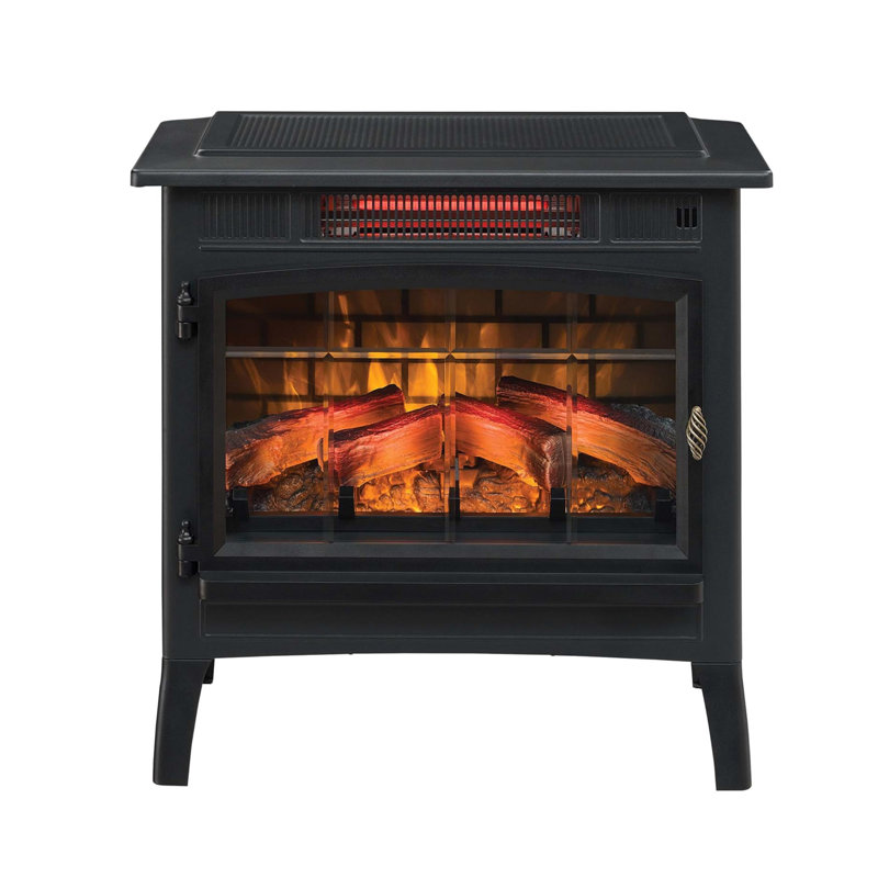 Freestanding Electric Fireplace Stove Heater with 3D Flame Effect for 1,000 Sq. Ft. Room, Black