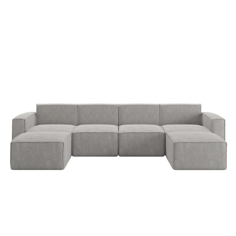Canapé modulaire contemporain avec 2 repose-pieds Bridgetown, gris