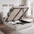 Linen 3-Panel Headboard Queen Bed Frame with Lift Up Storage, No Box Spring Needed, Ivory-324274077-323341733