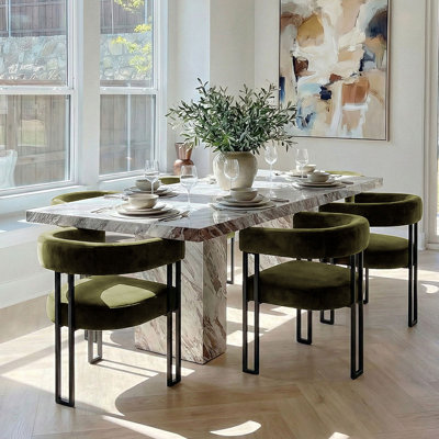 18" Seat Height Upholstered Velvet Kitchen Dining Armchair (Set of 6)