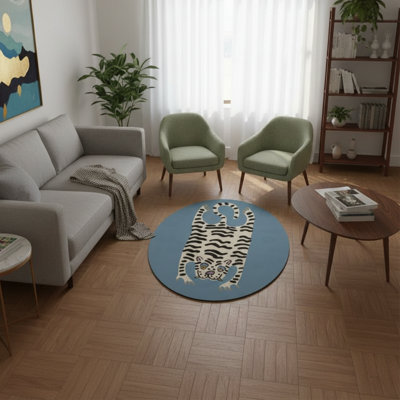Tapis ovale tigre blanc 4 pi x 6 pi