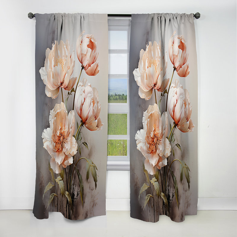 Wilkenson - Rideau tulipes - Rideau occultant à motif floral - 1 panneau, L 52 po x L 95 po