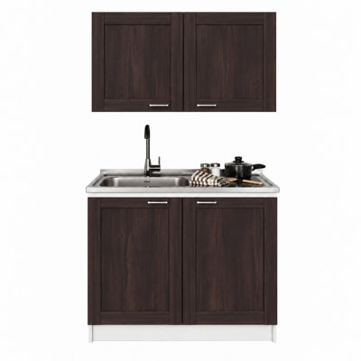 Ashura 39.3" W 2-Piece Kitchen Cabinet Set with Stainless Steel Sink, Base Cabinet with Storage Shelf and 2-Door Wall Cabinet