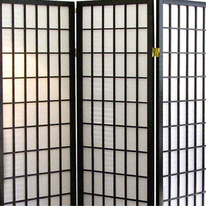 Cloison 70 pouces à 3 panneaux de style japonais avec finition noire, Noir
