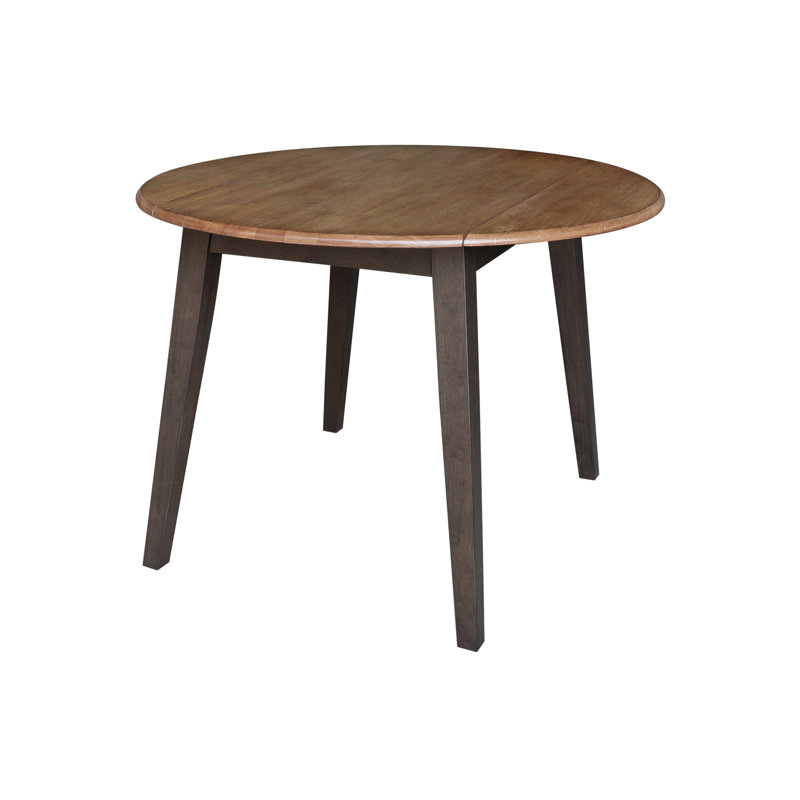 Franklinville Extendable Round Solid Wood Dining Table, Hickory/Washed Coal