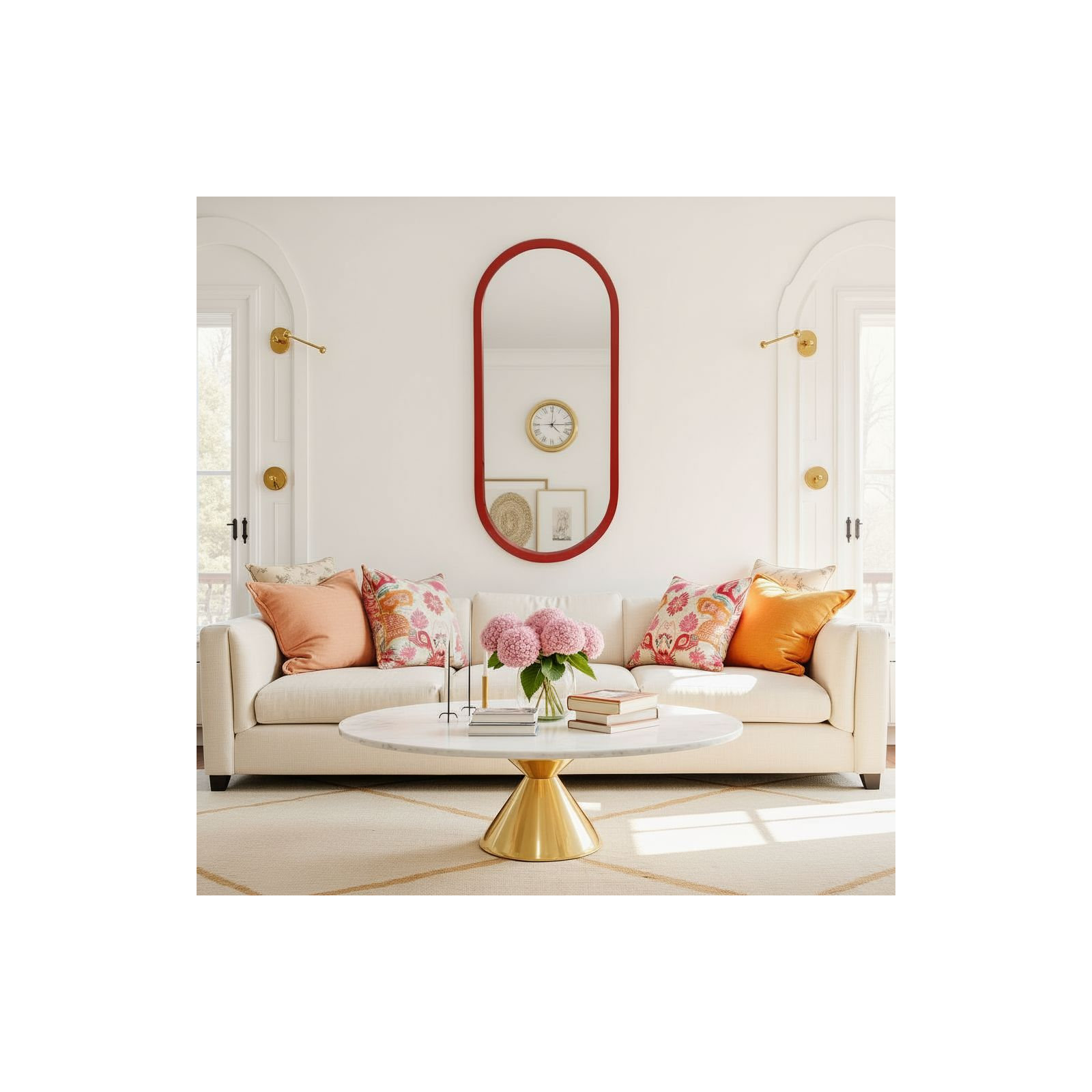 Osman Glossy Intense Rust Wall Mirror, Red