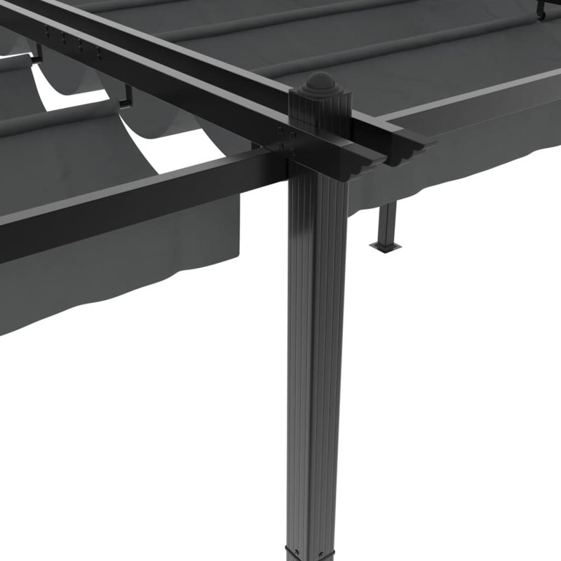 Garden Gazebo With Retractable Roof Aluminium, 220cm H x 600cm W x 300cm D, Anthracite