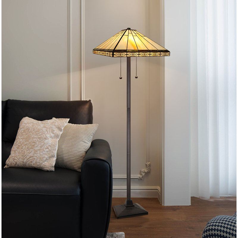 Lampe sur pied 18 lumières THEROS style Tiffany 2 lumières