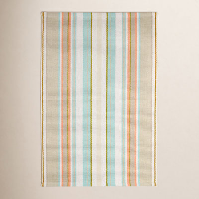 Daphne Sky Hand-Woven Striped Cotton Rug