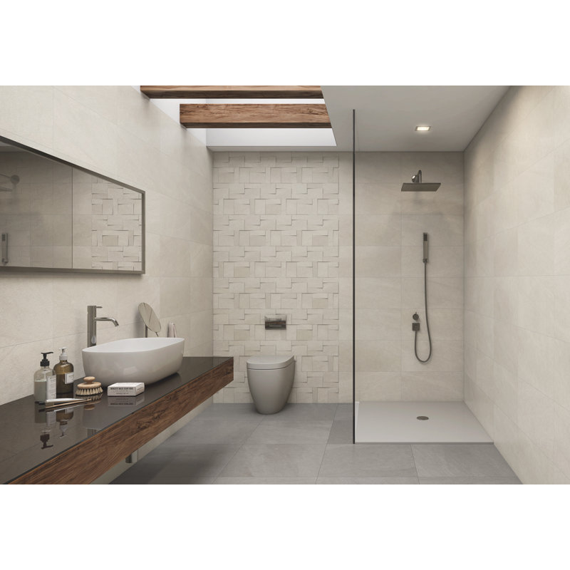 Carreau en porcelaine 24 po x 48 po Petralava Gris, Marfil