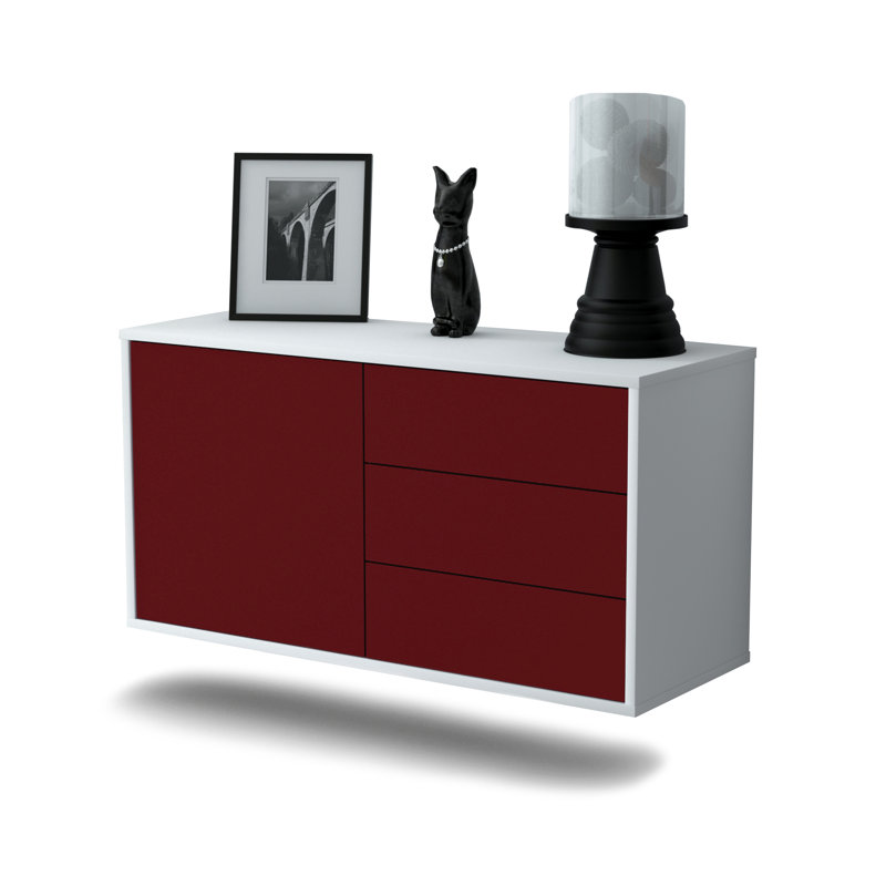 Farringdon Unfinished Floating TV Stand, Red
