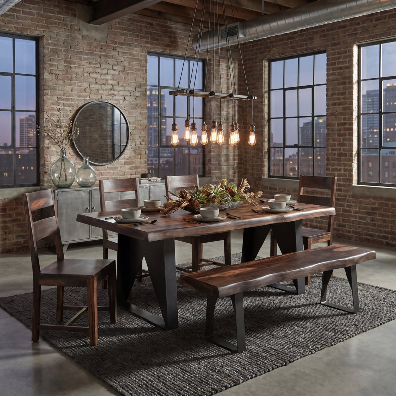 Chaliyah 6 - Person Solid Wood Top Double Pedestal Dining Set, Walnut