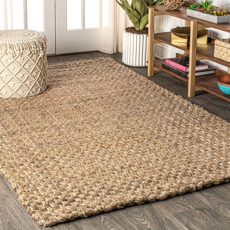 Ehlers Hand Woven Boucle Chunky Jute Natural Rug, Rectangle 5' x 8'