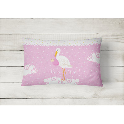  It's a Baby Girl Fabric Indoor/Outdoor Throw Pillow