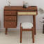 Table de maquillage Boho Style avec ports USB et accents en rotin