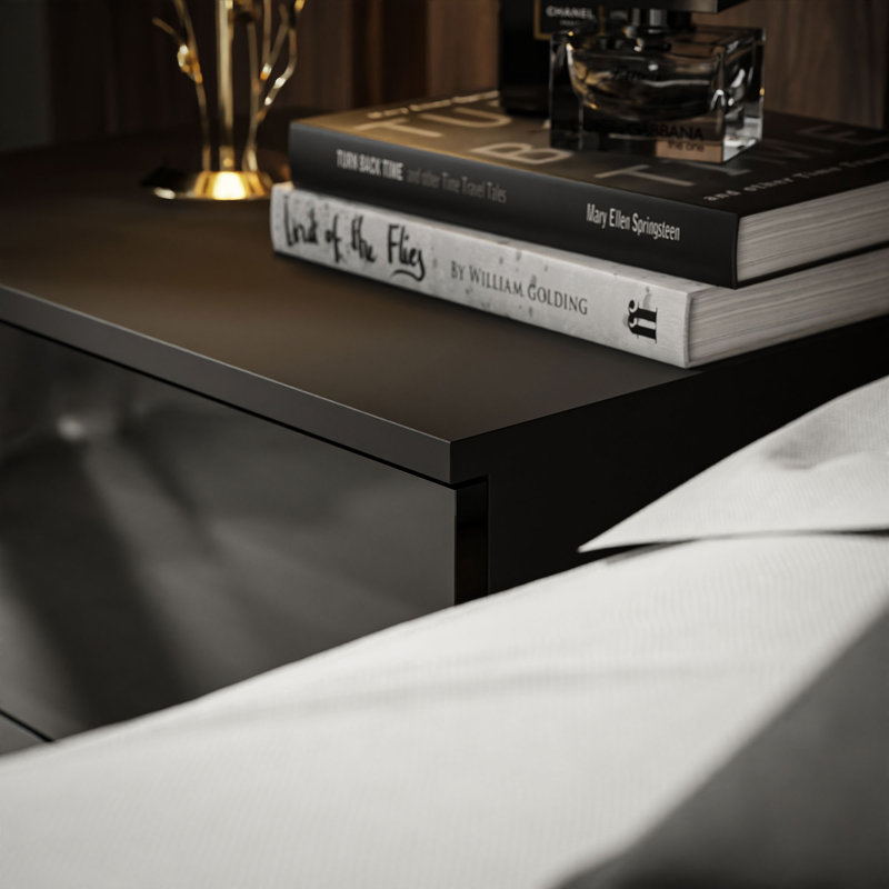 Schofields 55cm W Manufactured Wood Bedside Table, Black