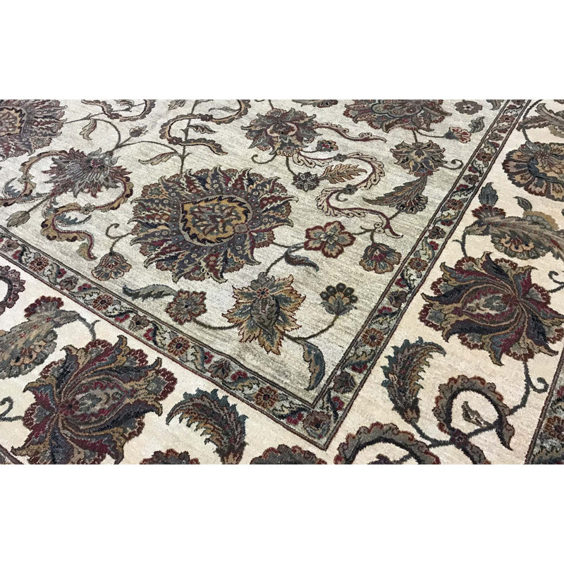 Tapis chameau et crème noué à la main de haute qualité