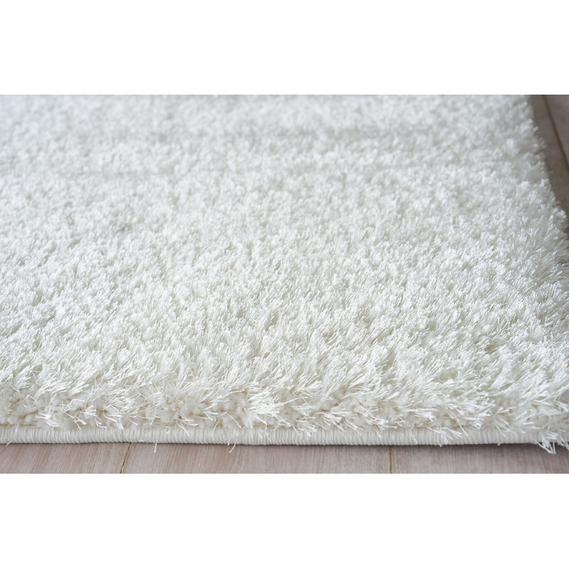 Luxe Shag Powerloom Microfiber/Polyester Area Rug in Ivory, Rectangle 10' x 14'