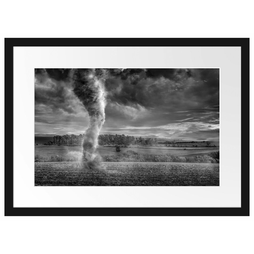 Gerahmter Fotodruck Tornado in a Field