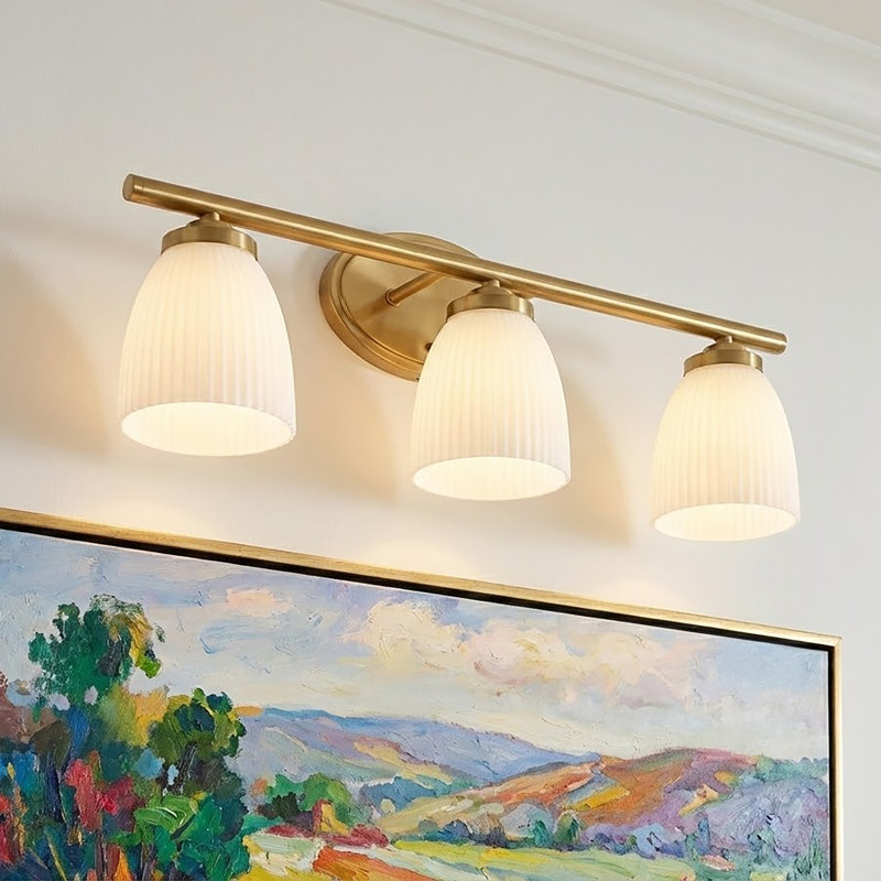 Applique murale 3 lumières pour salle de bain, Laiton, Trois lumières