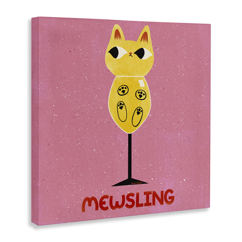 Toile Mewsling Cat Wine, conception de Carrie Cantwell, H 30 po x l 30 po