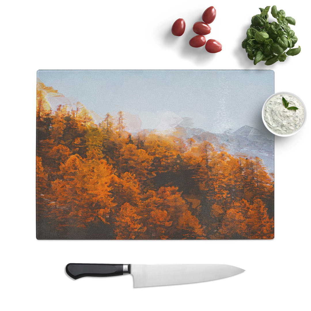 Glass Golden Forest in Italy in Abstract Chopping Board