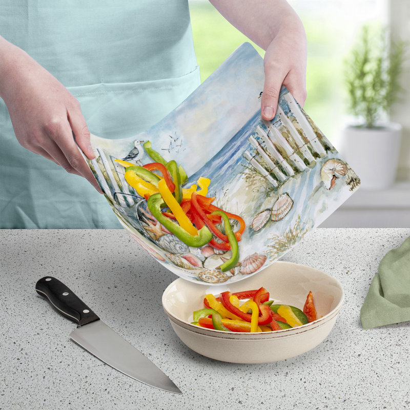Tapis de planche à découper en plastique flexible Coastal Sanctuary Designer 15 po x 11,5 po