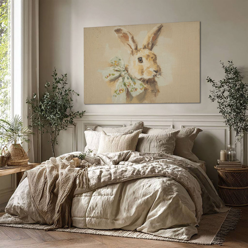Art floral sur toile grand format Floral Hare - Décoration de salon, de chambre à coucher ou de bureau, L 36 po x H 24 po