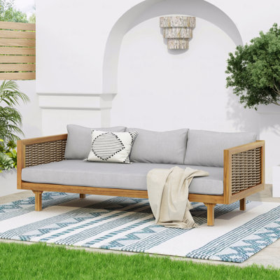 Outdoor 3 Seater Daybed, With Rattan Arms