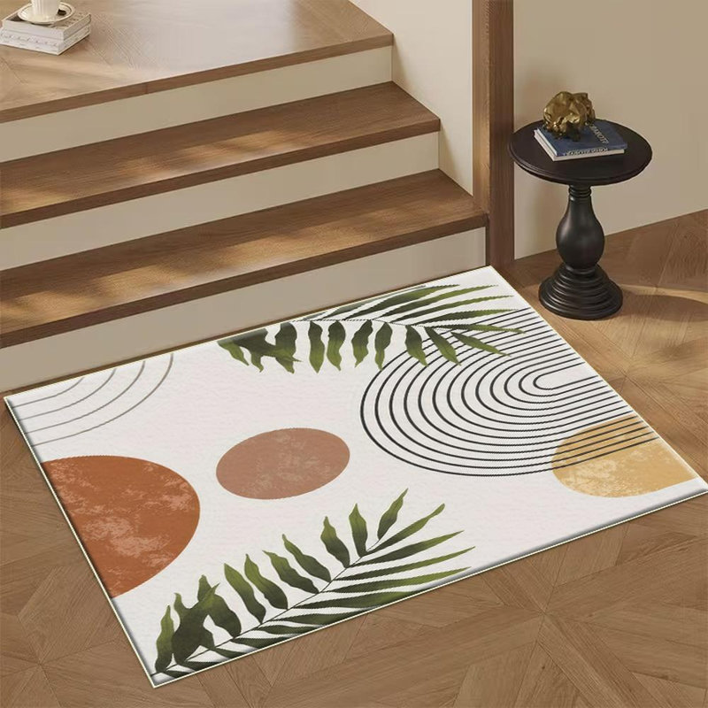 Geometric & Palm Leaf Area Rug, Soft And Lightweight, Suitable For All Seasons, Easy To Maintain And Easy To Clean, Machine Washable Carpet Floor Mat, Suitable For Living Room, Bedroom, Dining Room, Hallway, Balcony, Room Decor, Home Decor, Outdoor Decor