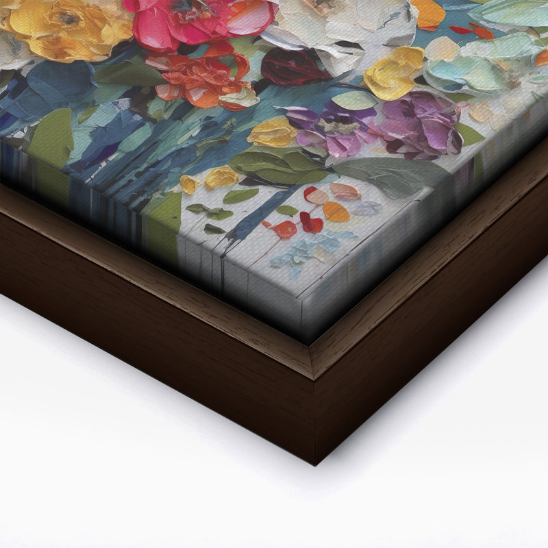 Wildflower Watercolor, Canvas, 08"H x 10"W, Brown Framed