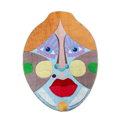 Colorful Face Pattern Decorative Non-Slip Base Diameter Washable Carpet
