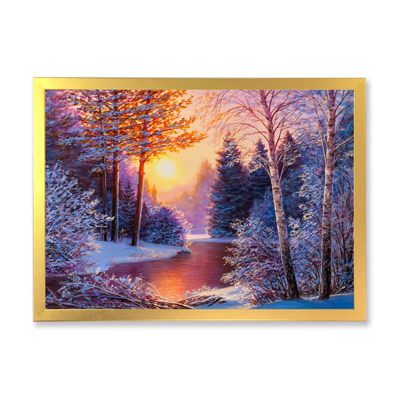 «Winter River», reproduction d'art sur toile, coucher de soleil sur la rivière Winter II, H 16 po x l 32 po x P 1 po