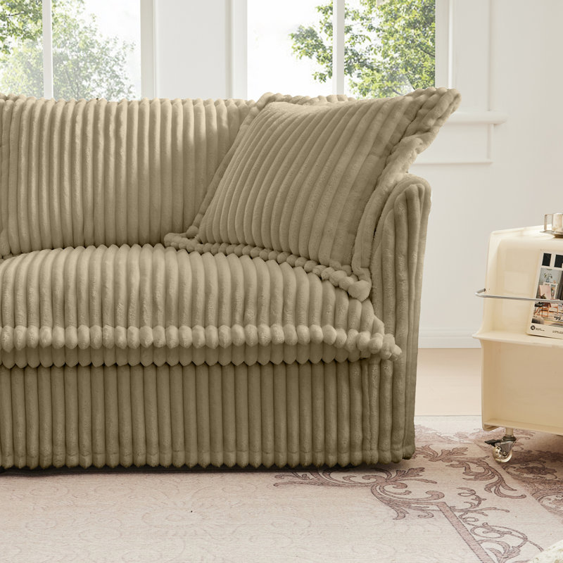 Canapé modulaire sans accoudoirs Aumiller, Crème, crème, H 34,6 po x l 109,8 po x P 33 po, Velours côtelé