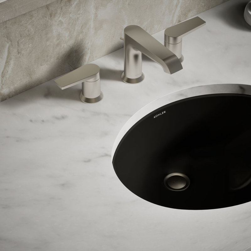 Caxton® Ceramic Oval Undermount Bathroom Sink with Overflow, Black