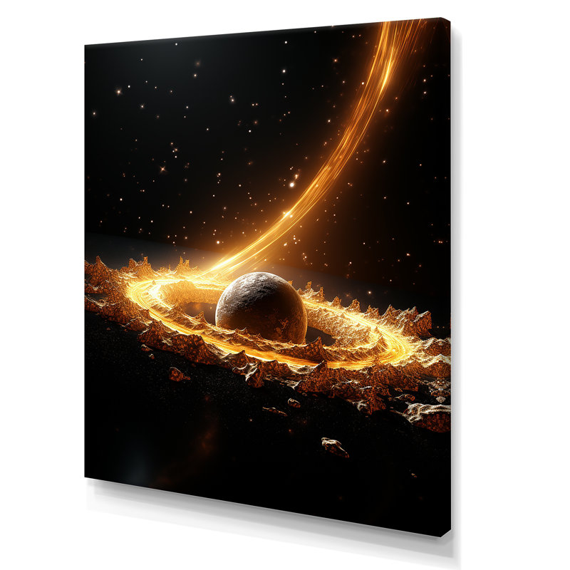 Black And Nebula - Space Planet Wall Art, 20" H x 12" W x 1" D, Wrapped Canvas