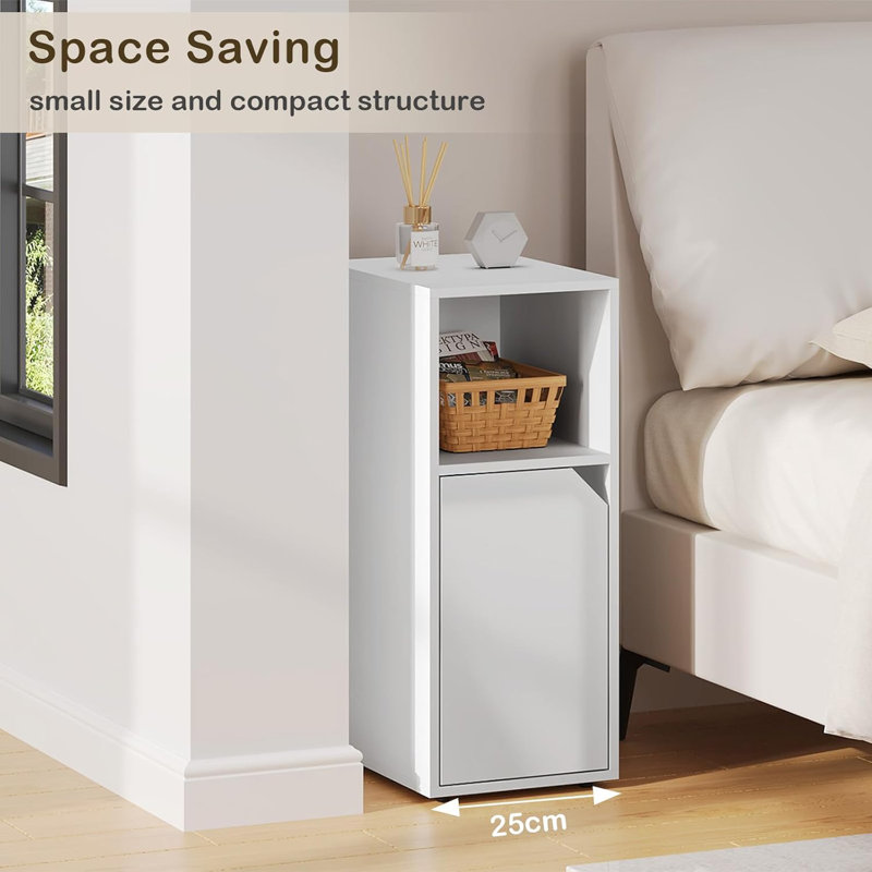 Reoven 25cm W Manufactured Wood Bedside Table, White
