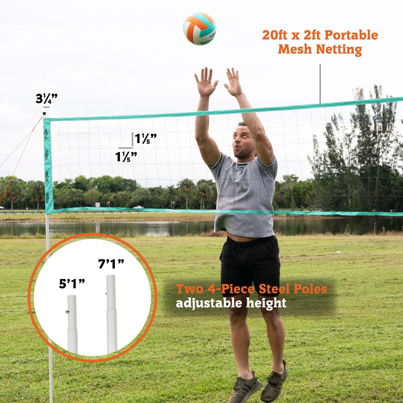 Hall of Games 20-ft Outdoor Volleyball and Badminton Net with Carrying Bag Accessories Set