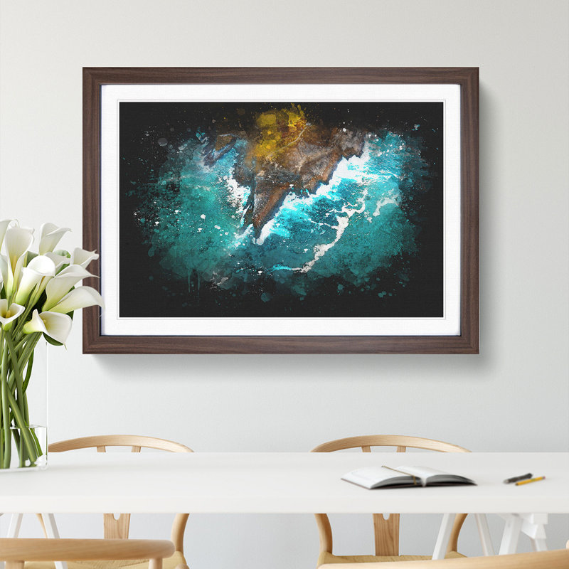 Coast of Santander in Austria - Picture Frame Graphic Art Print, 24cm H x 33cm W x 2cm D, Walnut Framed