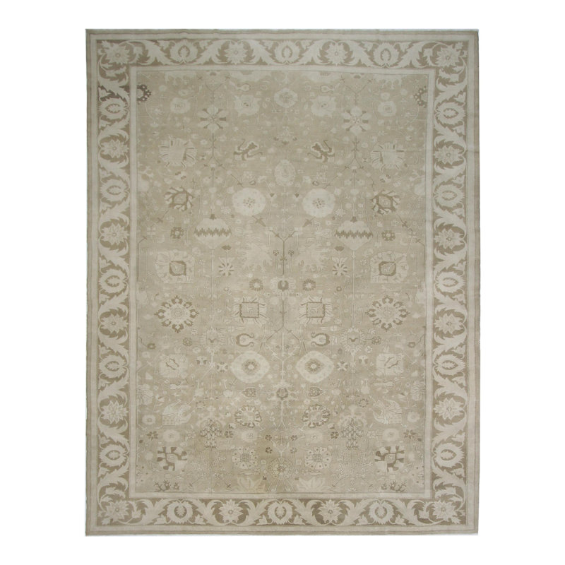 Tapis noué à la main brun clair / brun 14 x 18 Ziegler