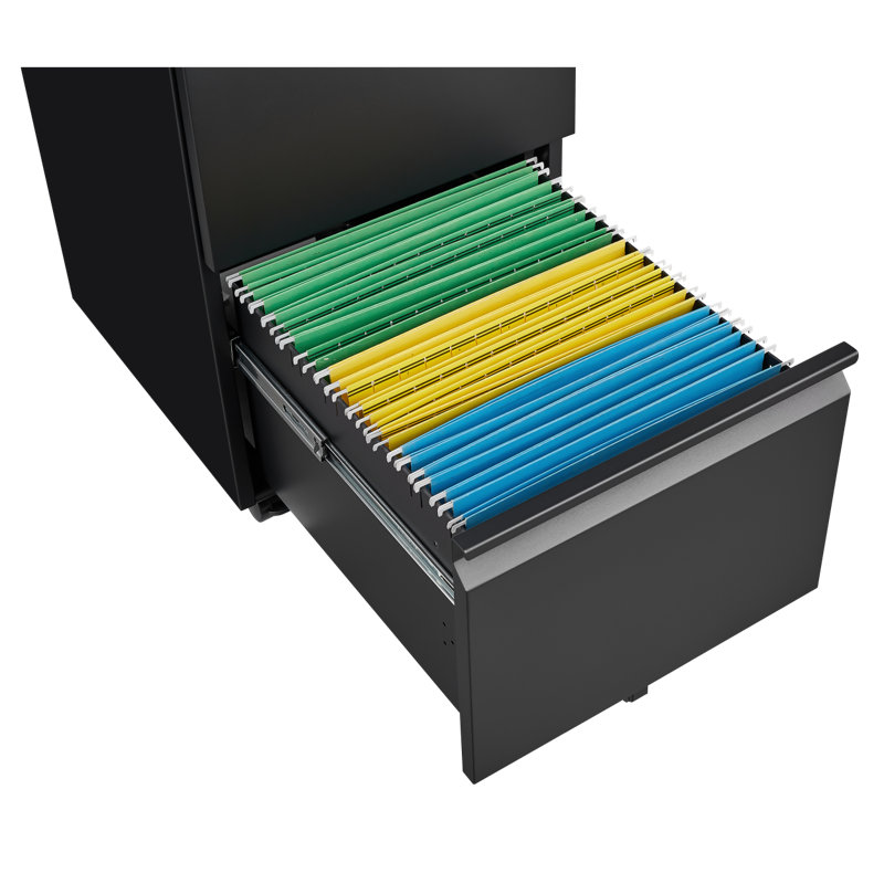 Drawer File Cabinet With Lock, Metal Under Desk Rolling Filing Cabinet Fits Letter/Legal/A   Home Office, Mobile Filing Cabinet, Assemble Required
