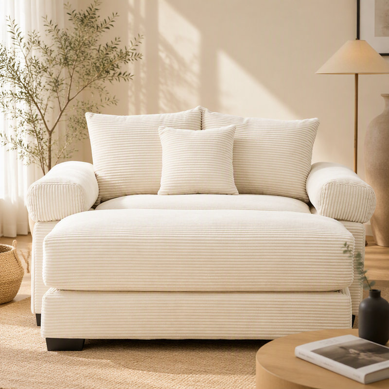 Canapé modulaire surdimensionné 54,3 po Cloud, Cream Corduroy