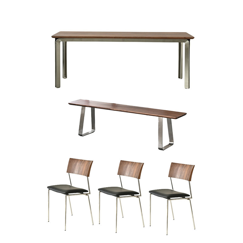 High quality solid wood table set, 29.52"H x 70.86"L x 35.43"W