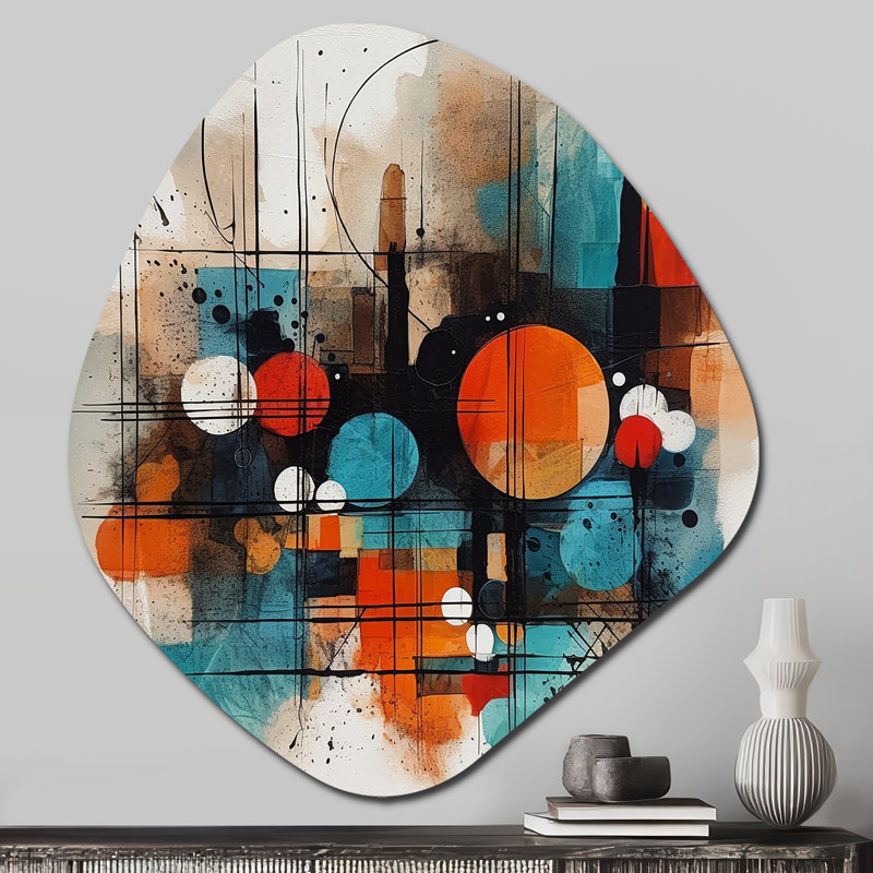 Hamblen - Art mural abstrait géométrique asymétrique en métal, sculpture murale en métal de forme unique, H 28 po x l 25 po