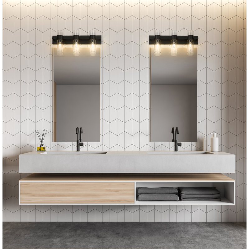 3 - Light Dimmable Vanity Light, Matte Black