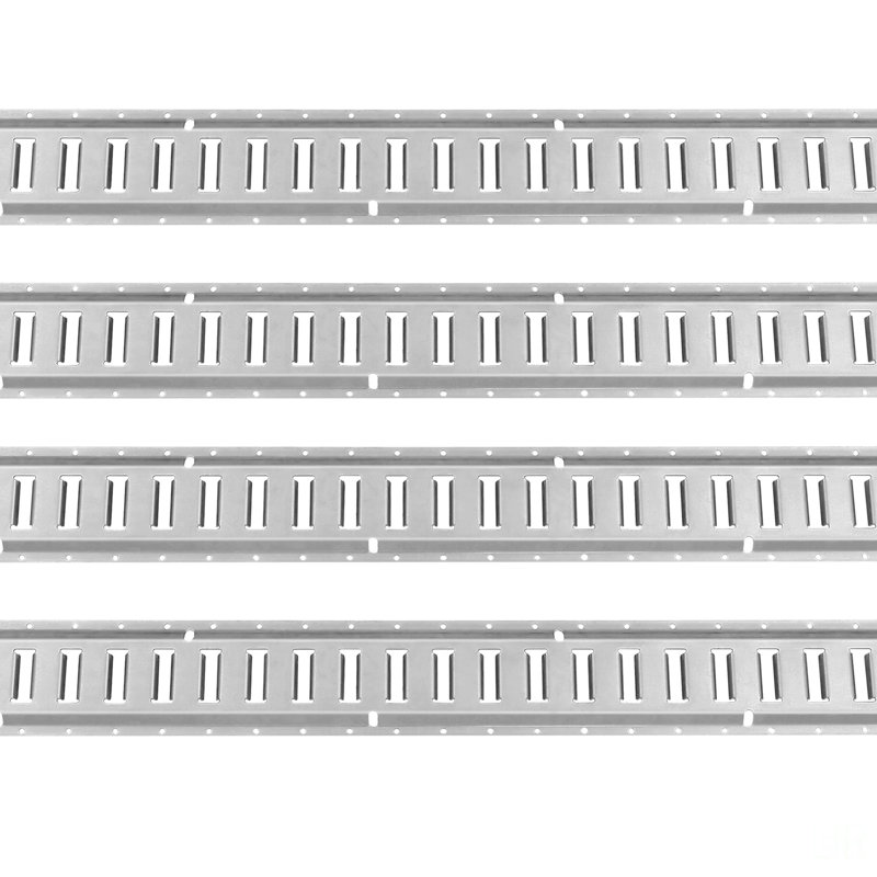 L'ensemble de rail d'attache E-Track, ensemble de rails électroniques 34PCS 5FT comprend 8 rails en acier et 2 fentes simples et 8 anneaux toriques et 8 attaches avec anneau en D et 8 embouts, des accessoires de fixation pour le fret, les motos et les vélos